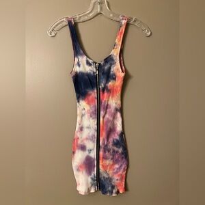 Blanc Clothing Bodycon Zip up Tie Dye Mini Dress Size Small